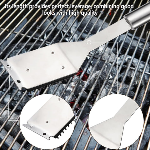 Zxmissu grill scraper with steel teeth for efficient grate cleaning.