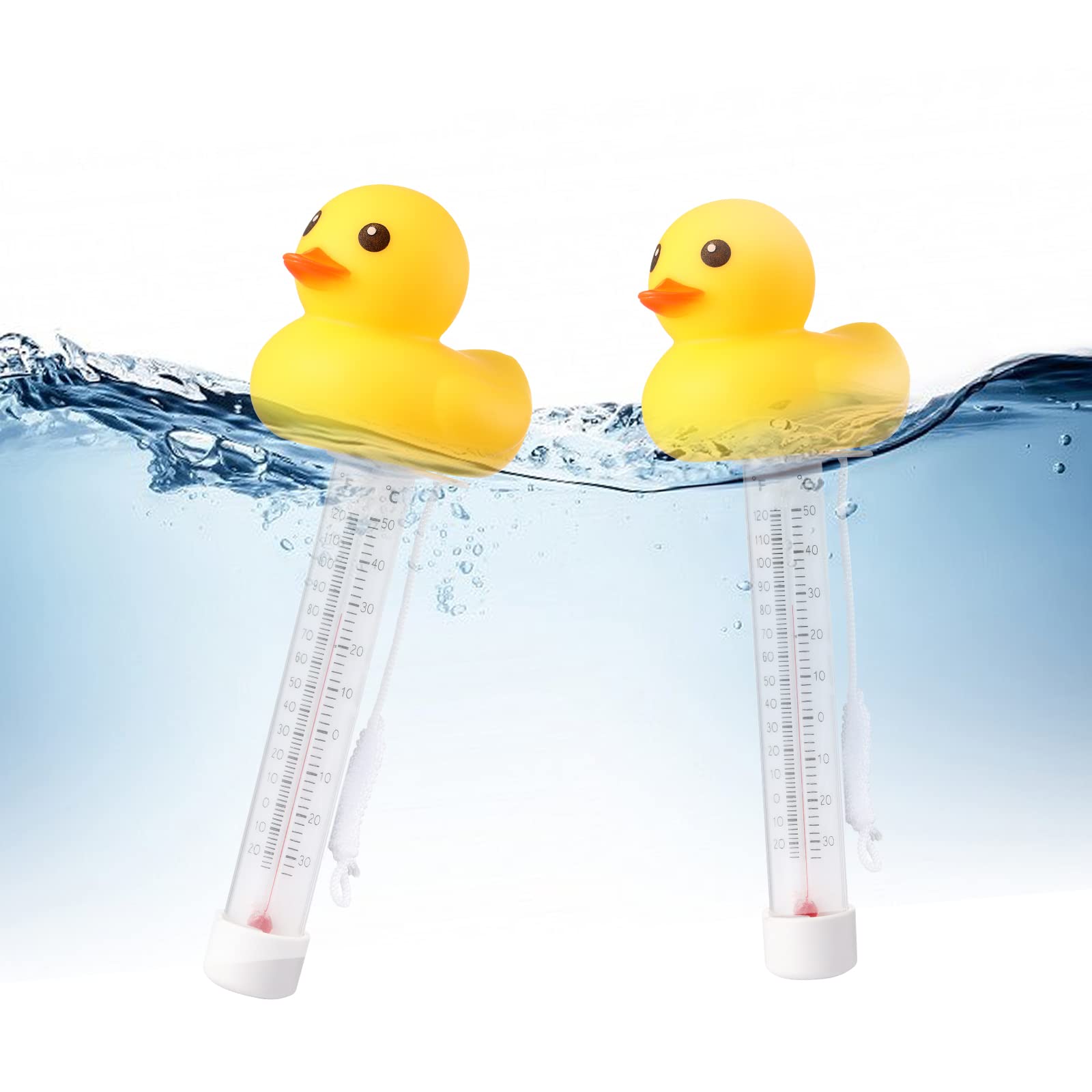 Zxmissu Yellow Duck thermometer floats for easy pool readings indoors and outdoors