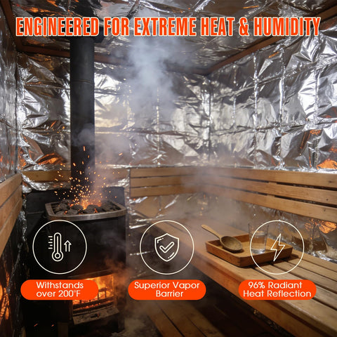 ZXQDRE barrier shields walls from moisture in a sauna or attic application.