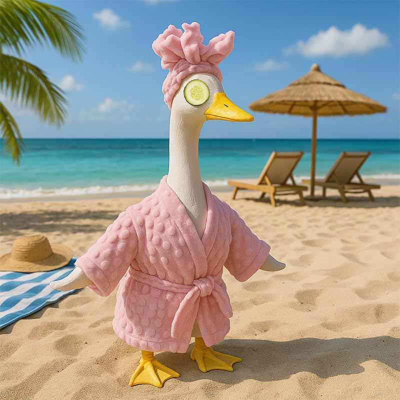 Zxsluktv 23-inch goose statue wearing a fitted robe for a neat display