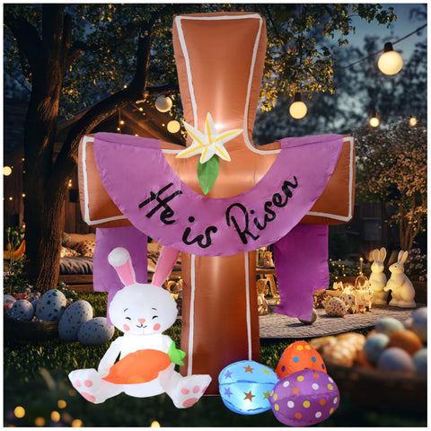 ZXSWONLY 6ft Easter cross inflatable for outdoor display