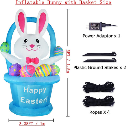 ZXSWONLY built-in LED lights illuminate the yard for nighttime Easter fun.