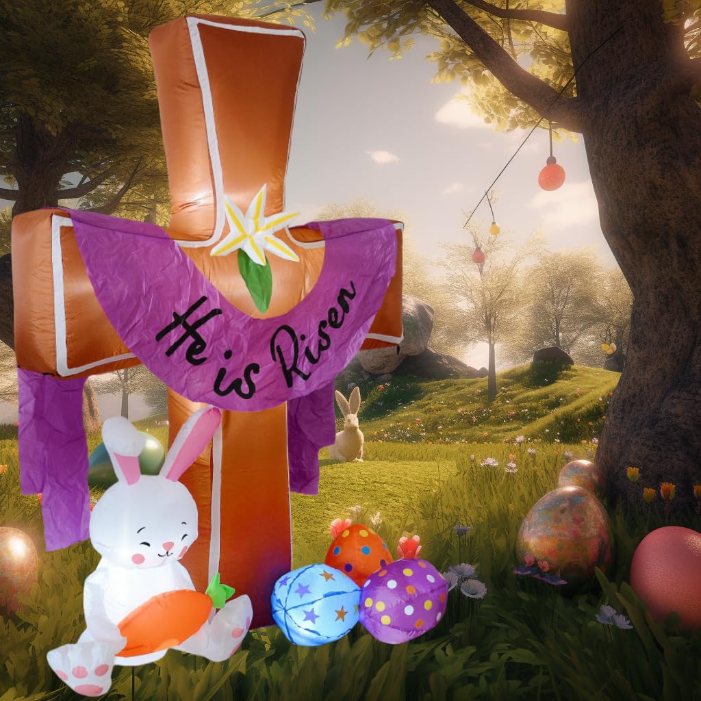 ZXSWONLY Easter bunny eggs lilies inflatable adds festive charm
