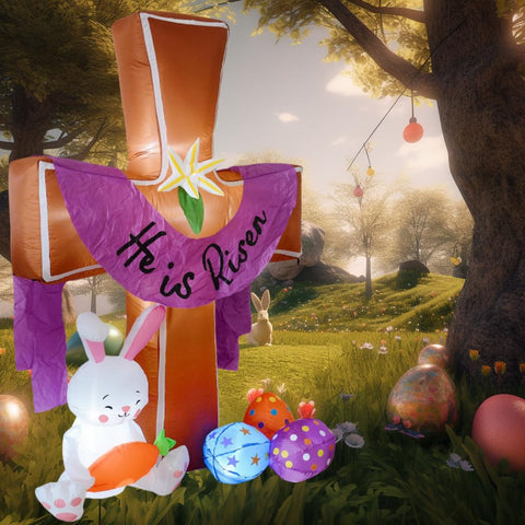 ZXSWONLY Easter bunny eggs lilies inflatable adds festive charm