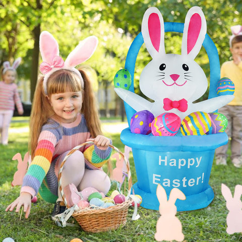 ZXSWONLY colorful eggs surround the bunny for a festive lawn display.