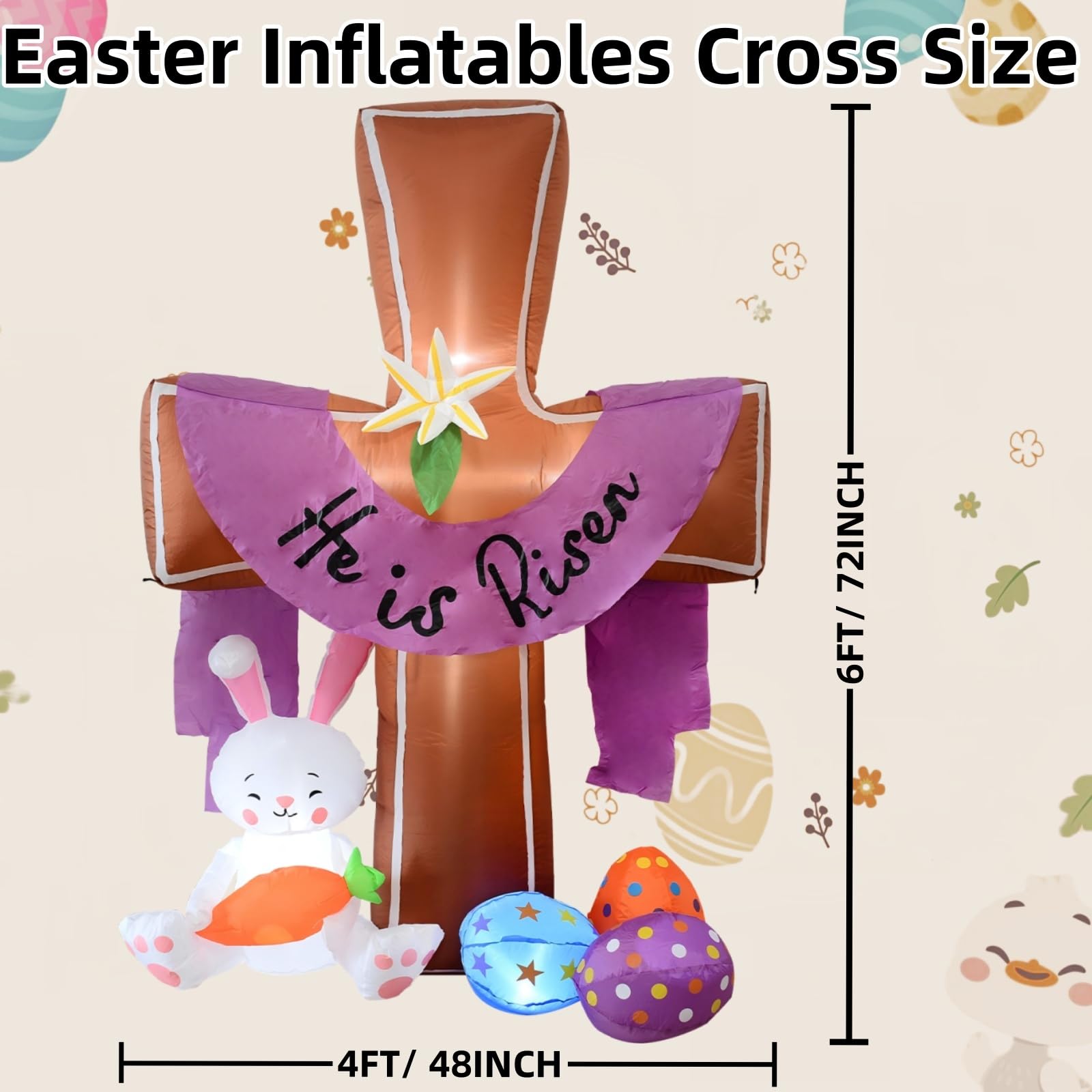 ZXSWONLY He is Risen cross with LED lights for night visibility