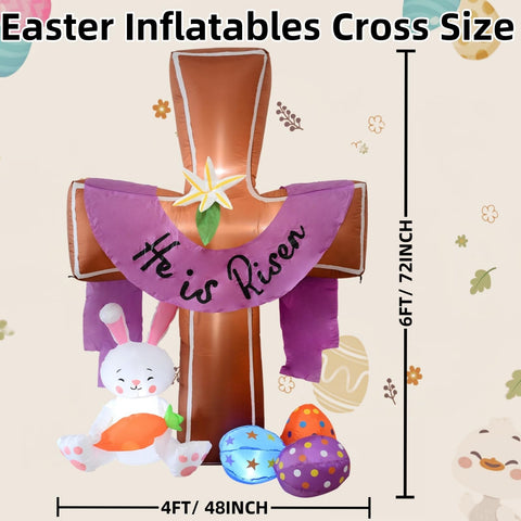ZXSWONLY He is Risen cross with LED lights for night visibility