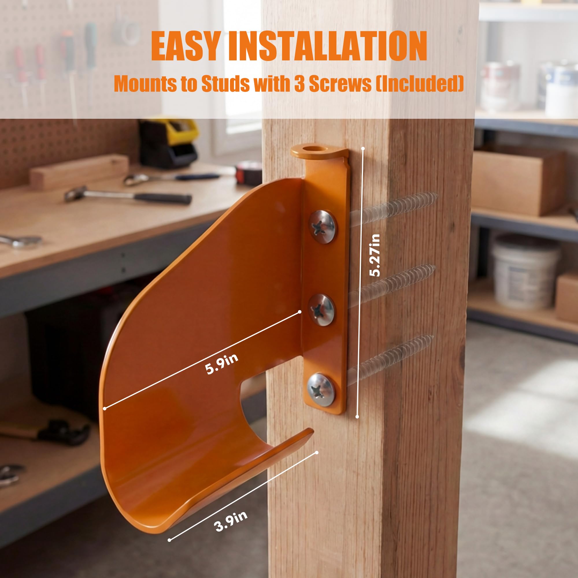 Zxturbi 6x6-inch bracket frees floor space and reduces clutter in a garage.