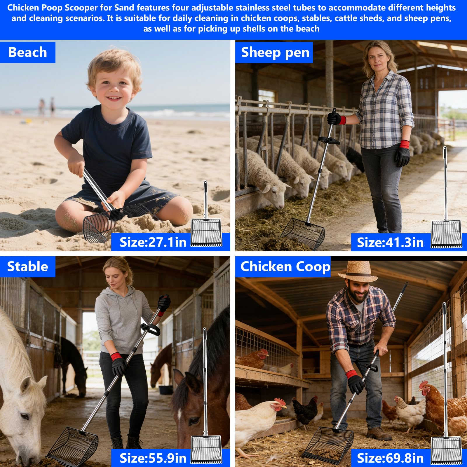 Zxweqr multi use poultry scoop helps separate bedding and debris efficiently