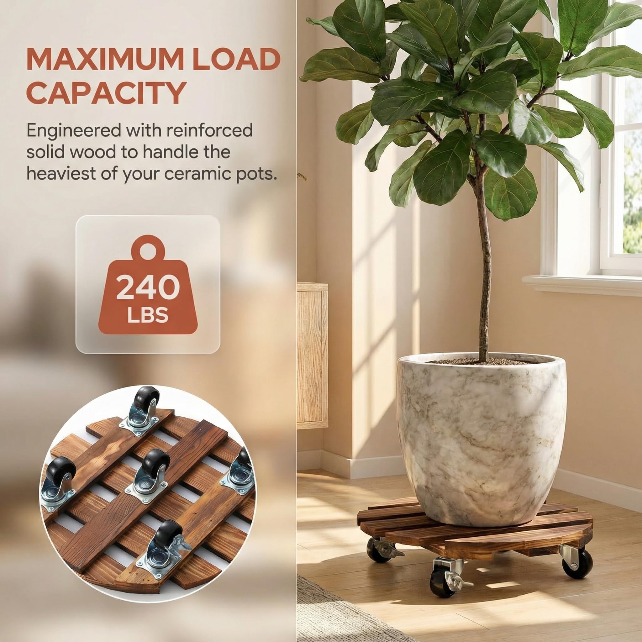 ZXZYHFTY 12-inch base shown fitting a range of planters.