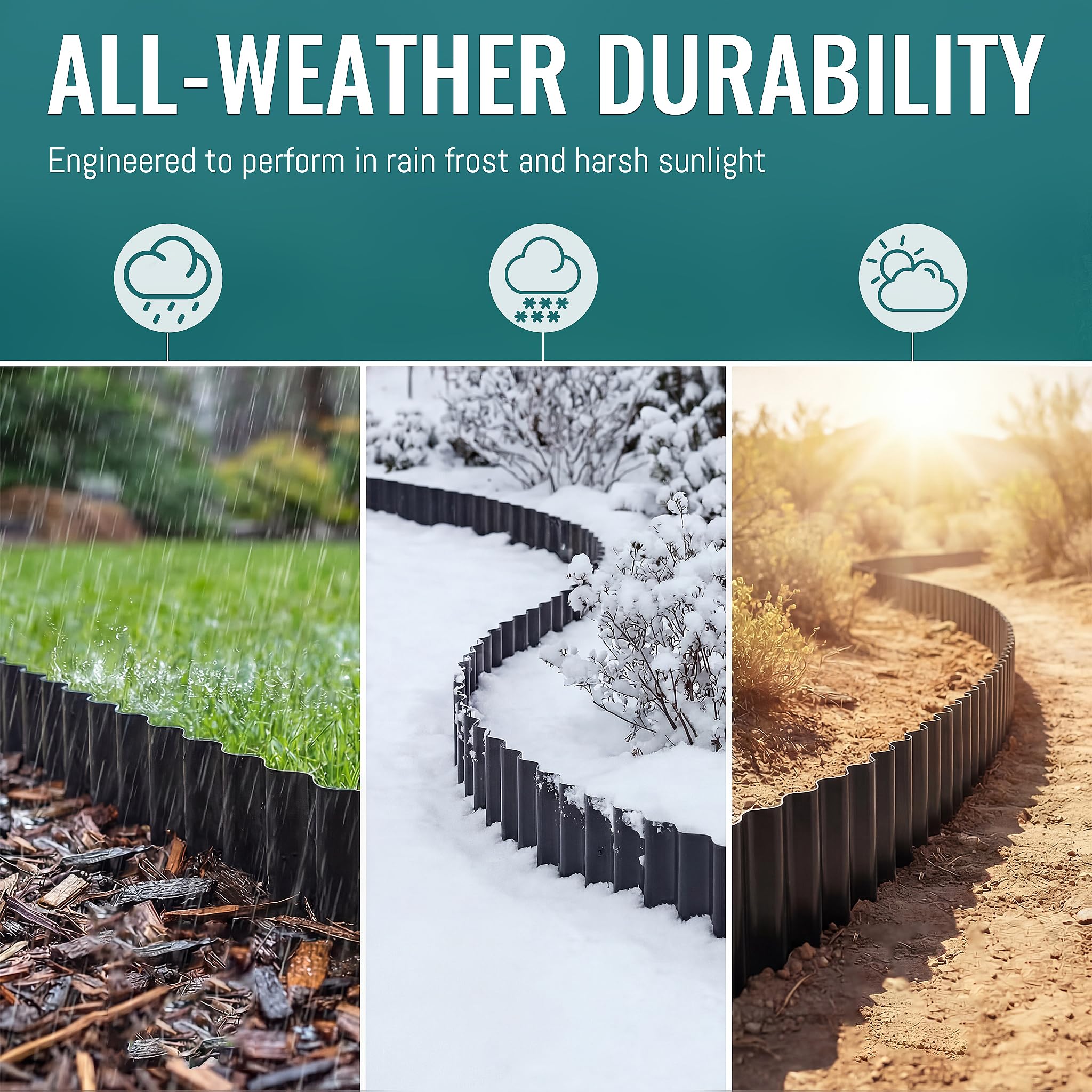 ZXZYHFTY durable, weatherproof edging withstands rain and sun with lasting performance.