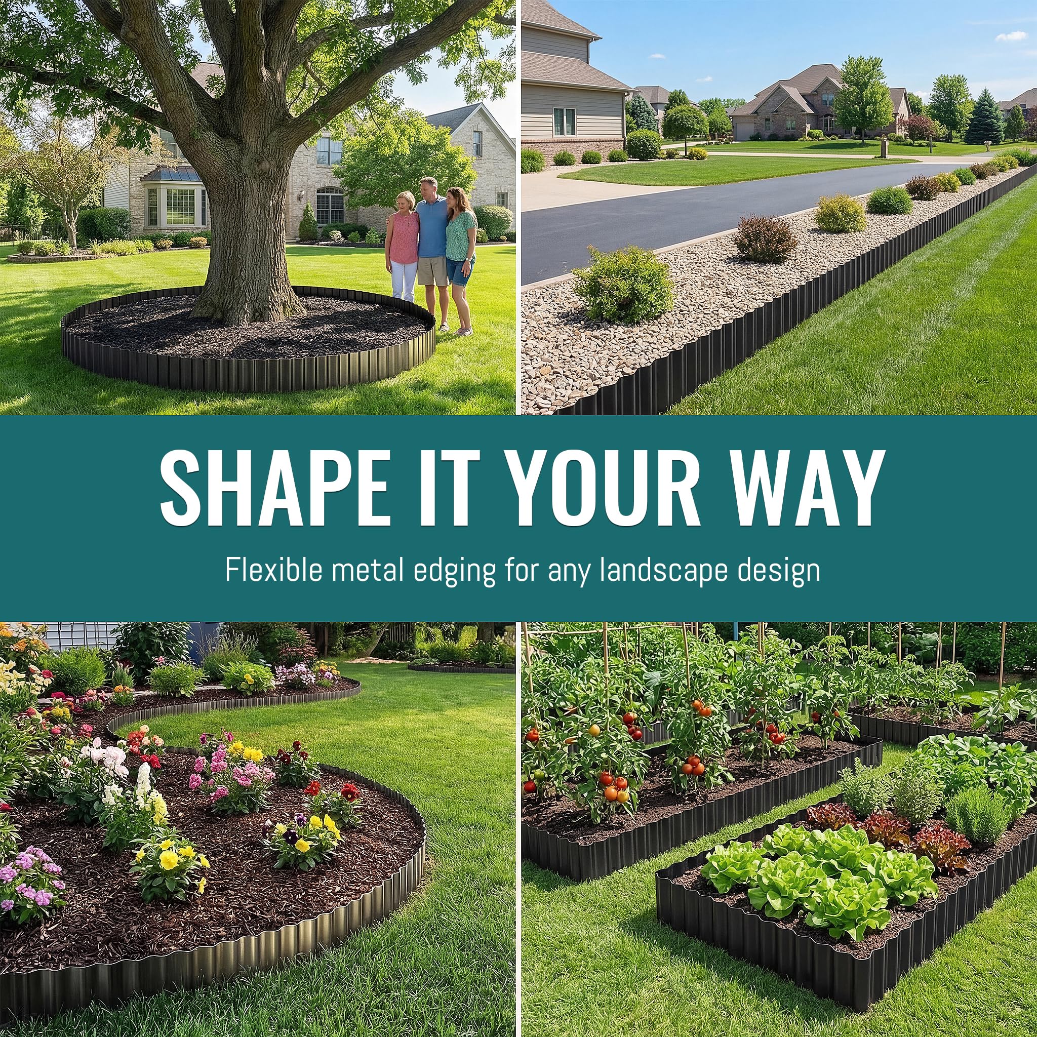 ZXZYHFTY black landscape border neatly separates paths from plantings for a tidy yard.