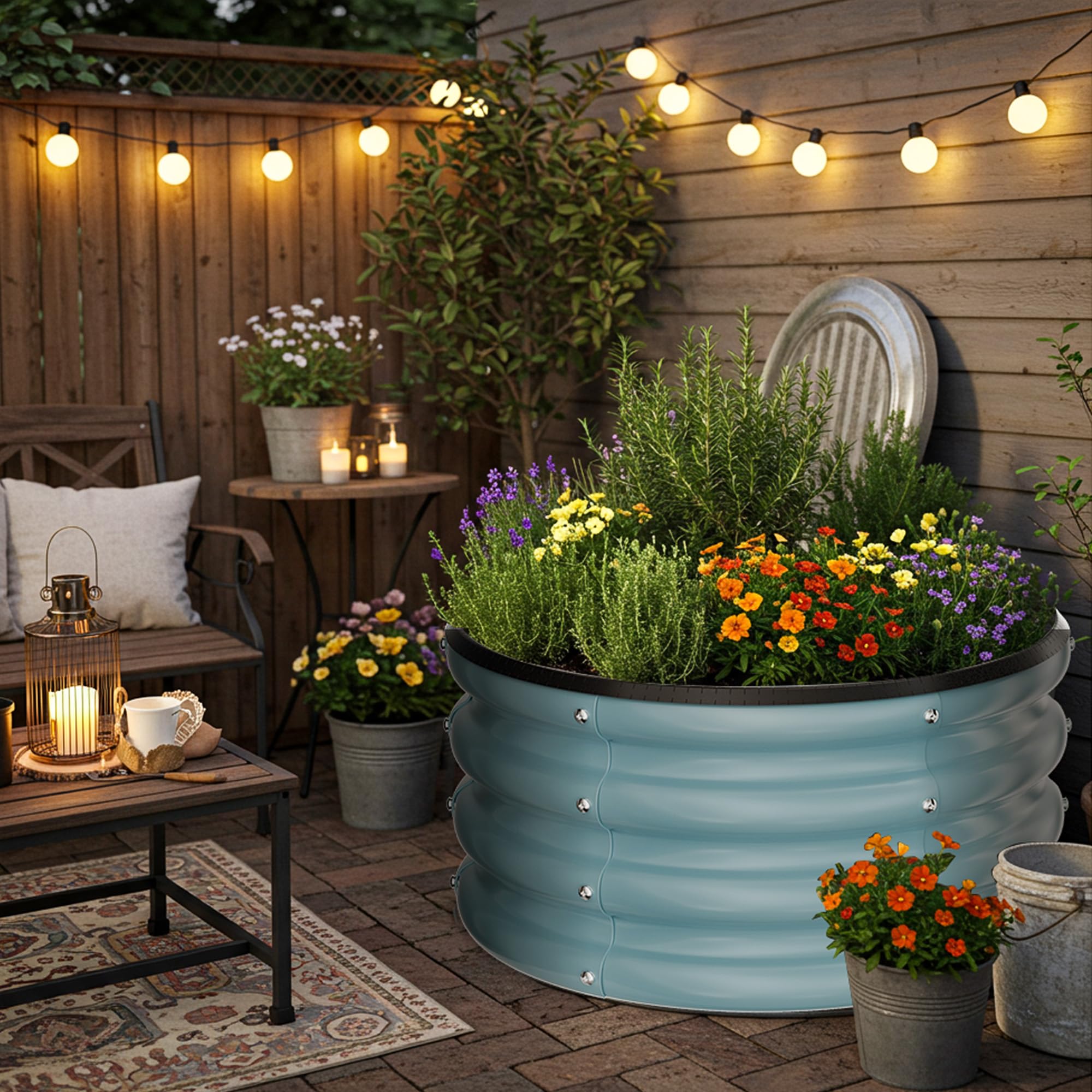 ZXZYHFTY round bed kit fits herbs, greens, and small fruit growing.