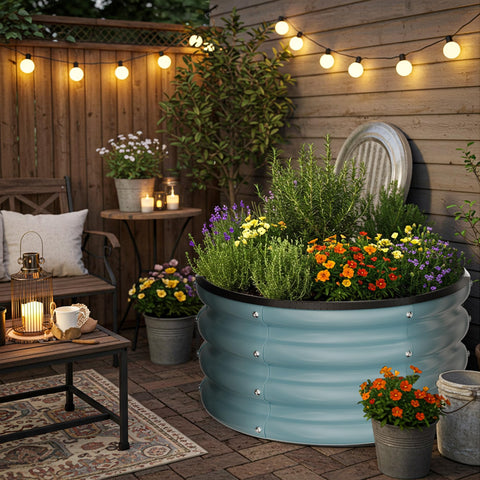 ZXZYHFTY round bed kit fits herbs, greens, and small fruit growing.