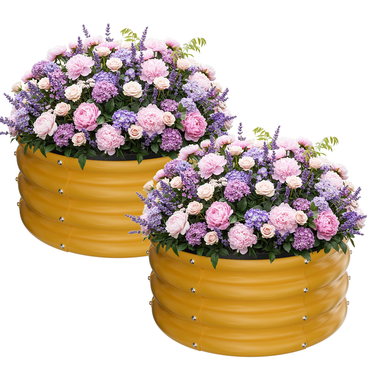 ZXZYHFTY round galvanized raised garden bed assembly in yellow for easy setup