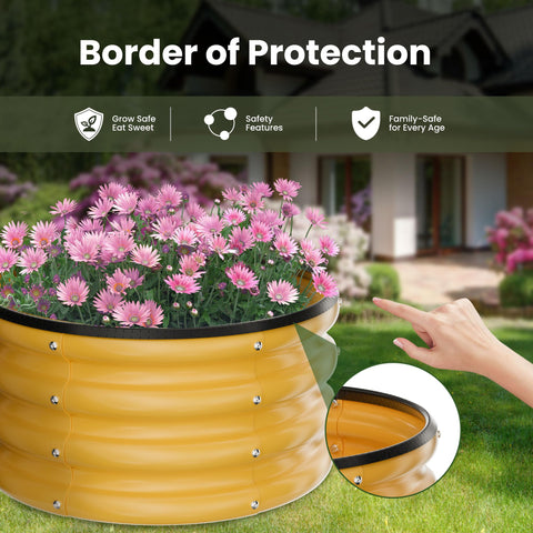 ZXZYHFTY round galvanized raised garden bed yellow open-base design promotes drainage