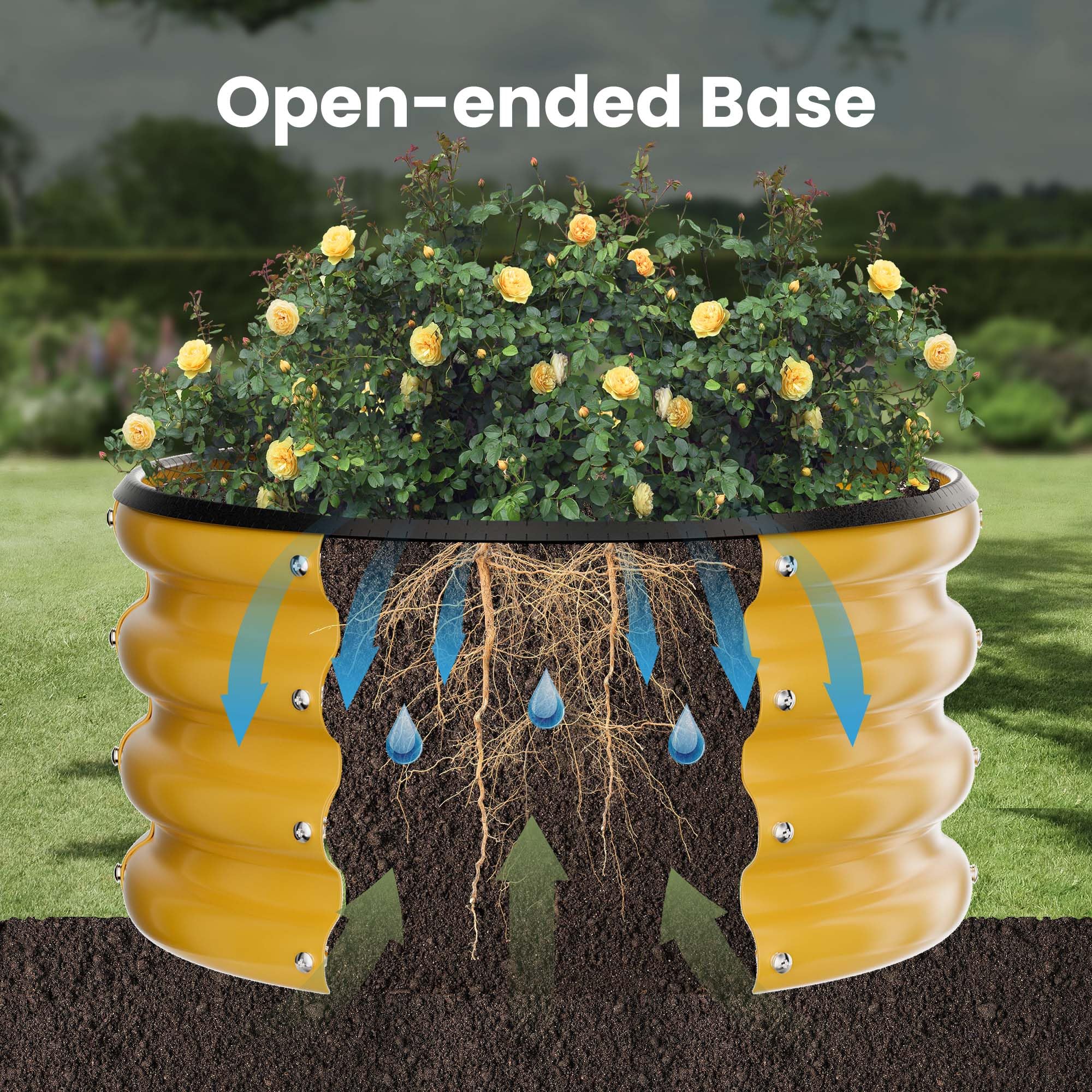 ZXZYHFTY yellow round bed adds color and structure to any garden
