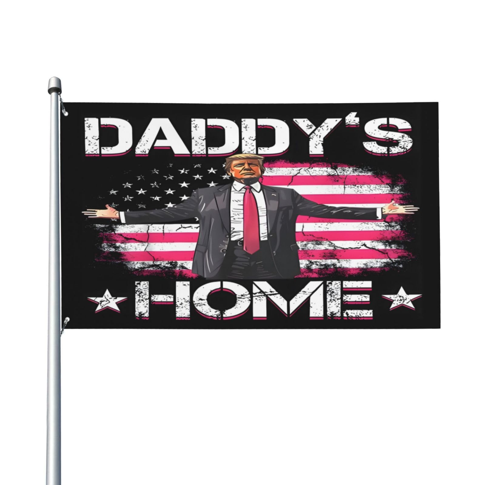 zyatbwi Daddys Home Flags pink tapestry for indoor/outdoor decoration and events.