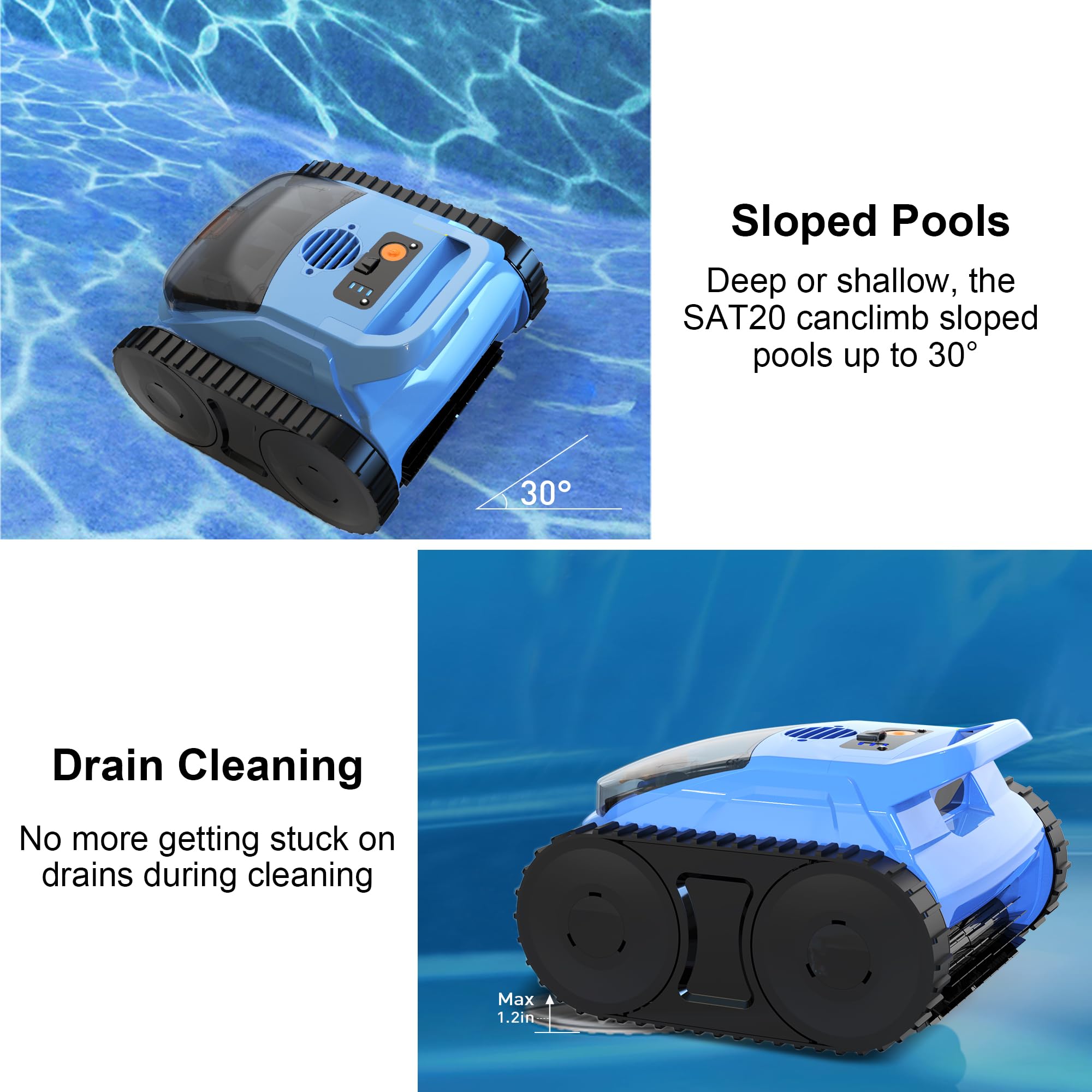 Zyerch pool vacuum runs up to 180 minutes on a full charge