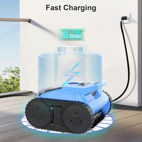 Zyerch pool vacuum with 4WD traction for varied pool surfaces