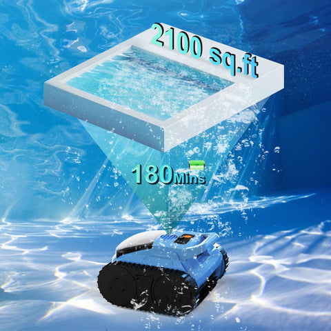 Zyerch pool vacuum in all-clean mode tackling floors, walls, and waterline