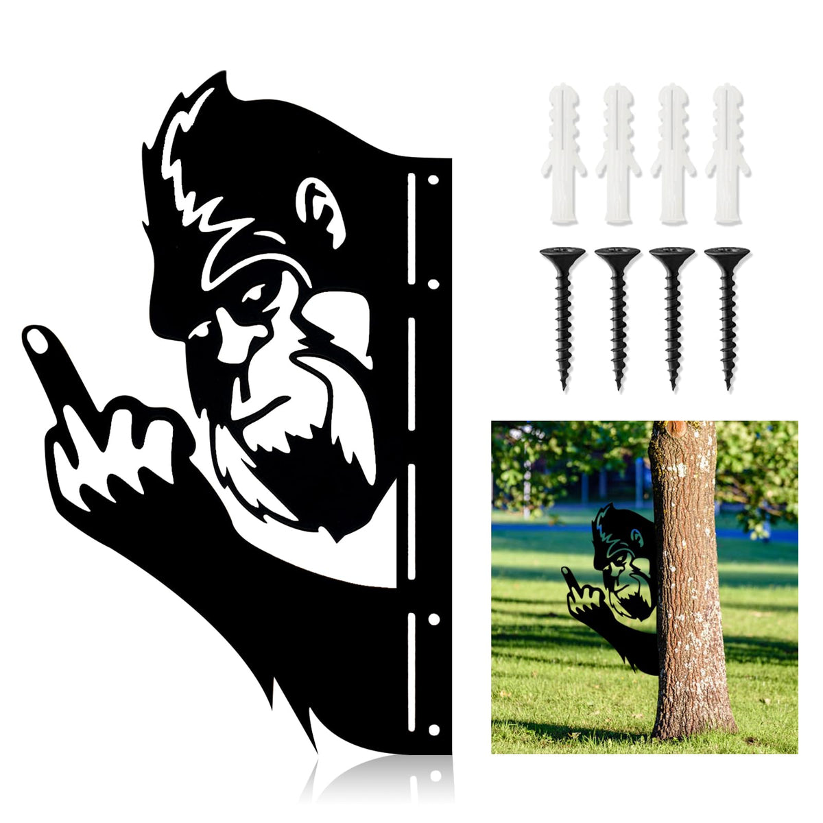 ZYFLSIYU Peek a Boo Bigfoot metal sign peeking around a post adds whimsy