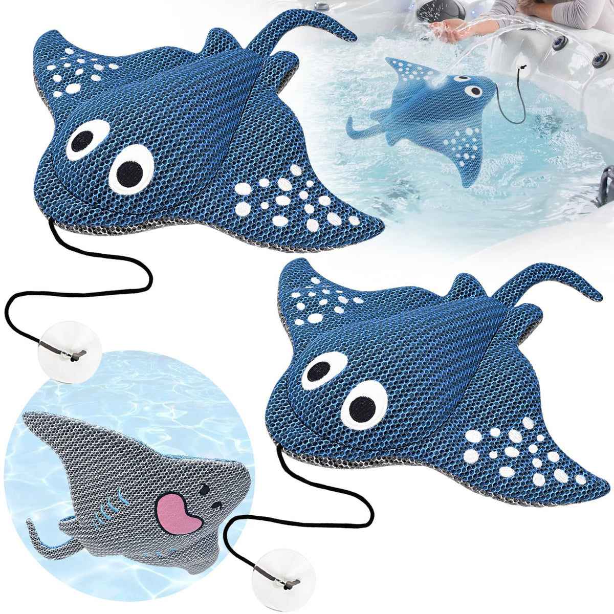 ZYIDBNG Stingray hot tub absorber attached to spa wall for easy cleanup.