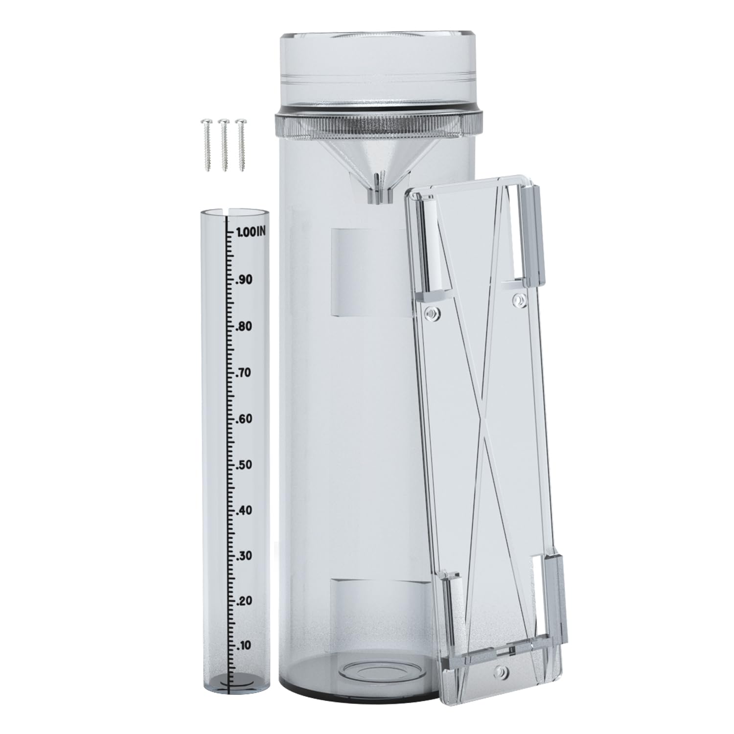 Zylaer rain gauge front view shows durable polycarbonate design for all weather