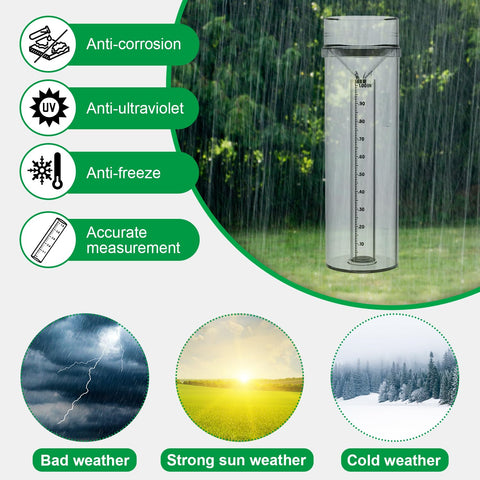 Zylaer rain gauge inner reading tube illustrates 0.01 inch precision