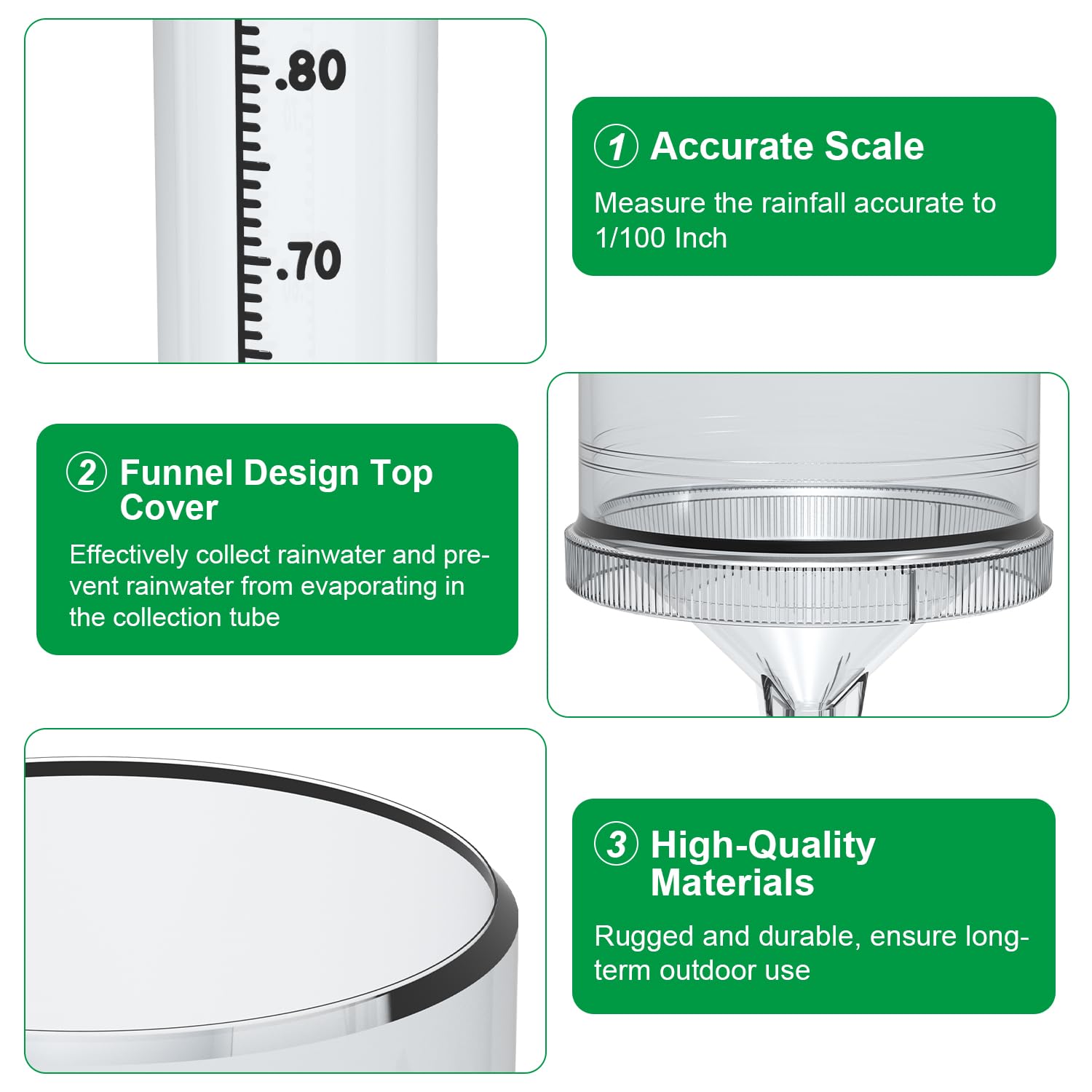 Zylaer rain gauge top funnel cover directs rain into the collector