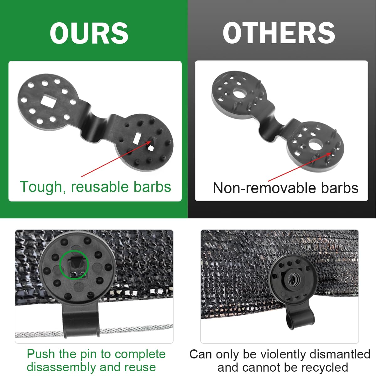 ZYLJHZ rope-hole design clip guiding shade net on track