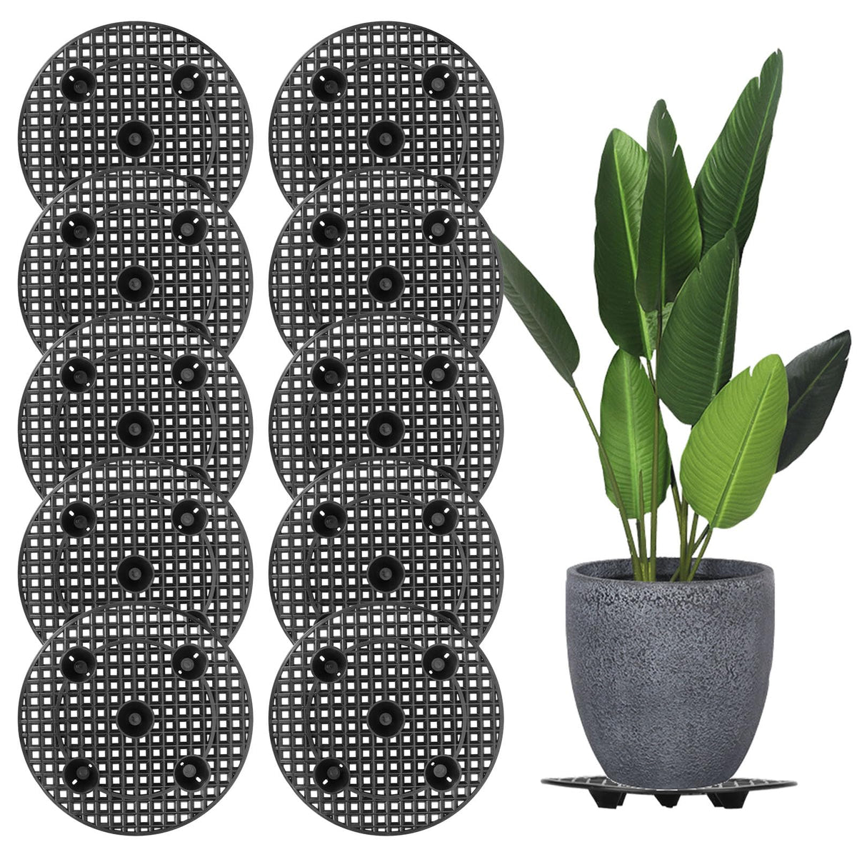 Zynery 10-piece planter stands elevate pots for improved airflow and drainage.