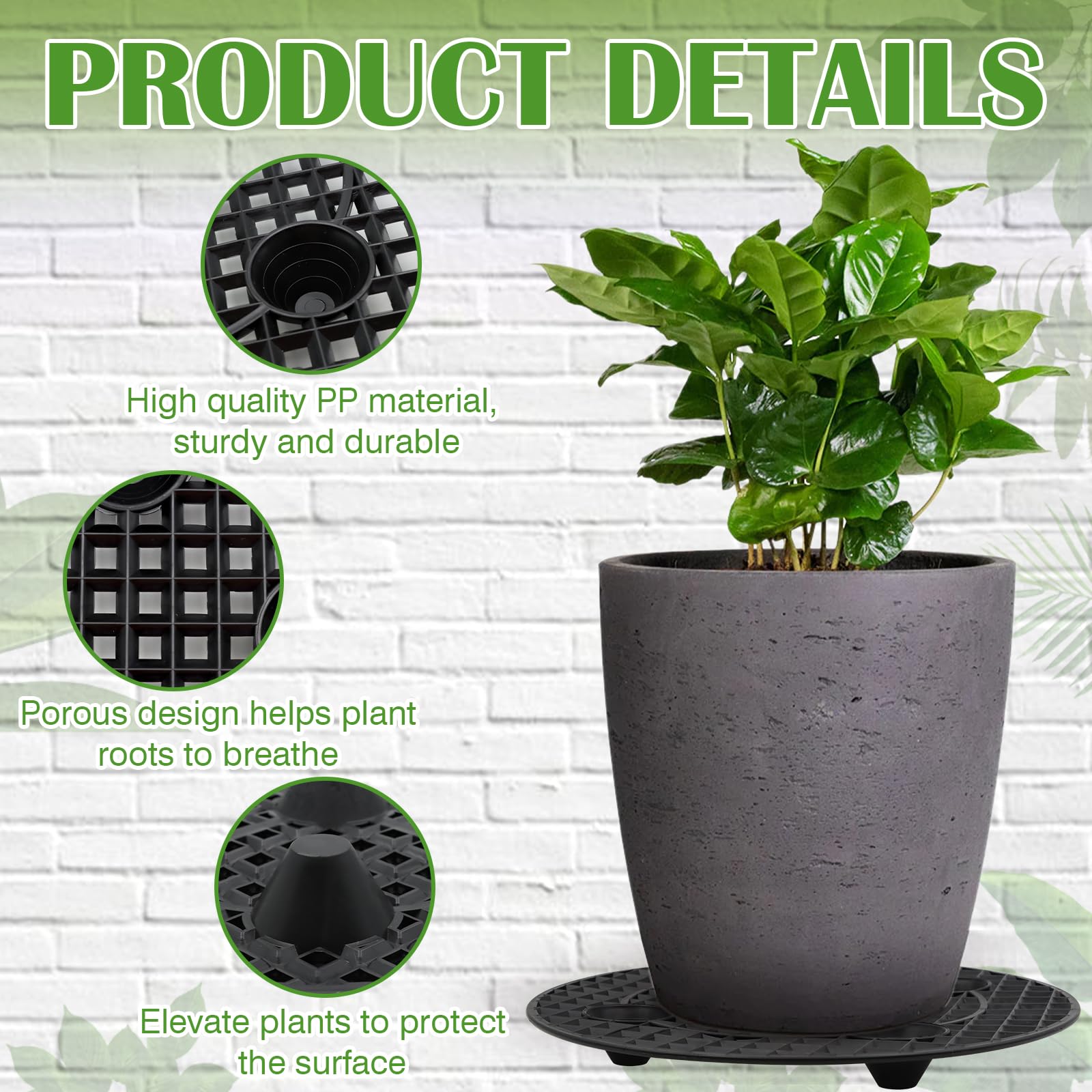 Zynery plant elevator stand provides improved airflow and drainage under pots.