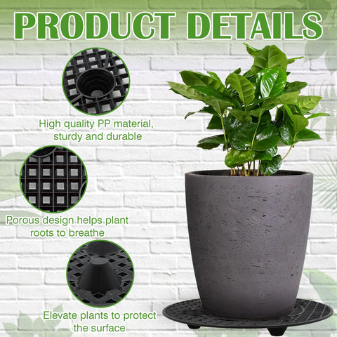 Zynery plant elevator stand provides improved airflow and drainage under pots.