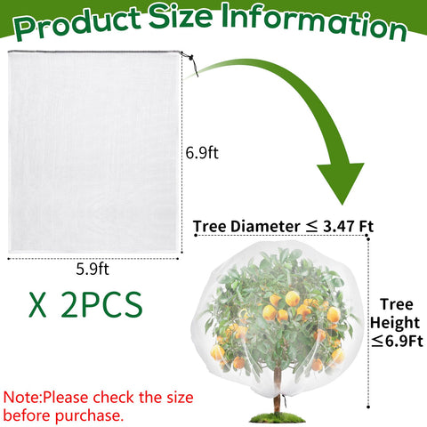 ZYP fruit tree netting with drawstring closure secures around trunks.