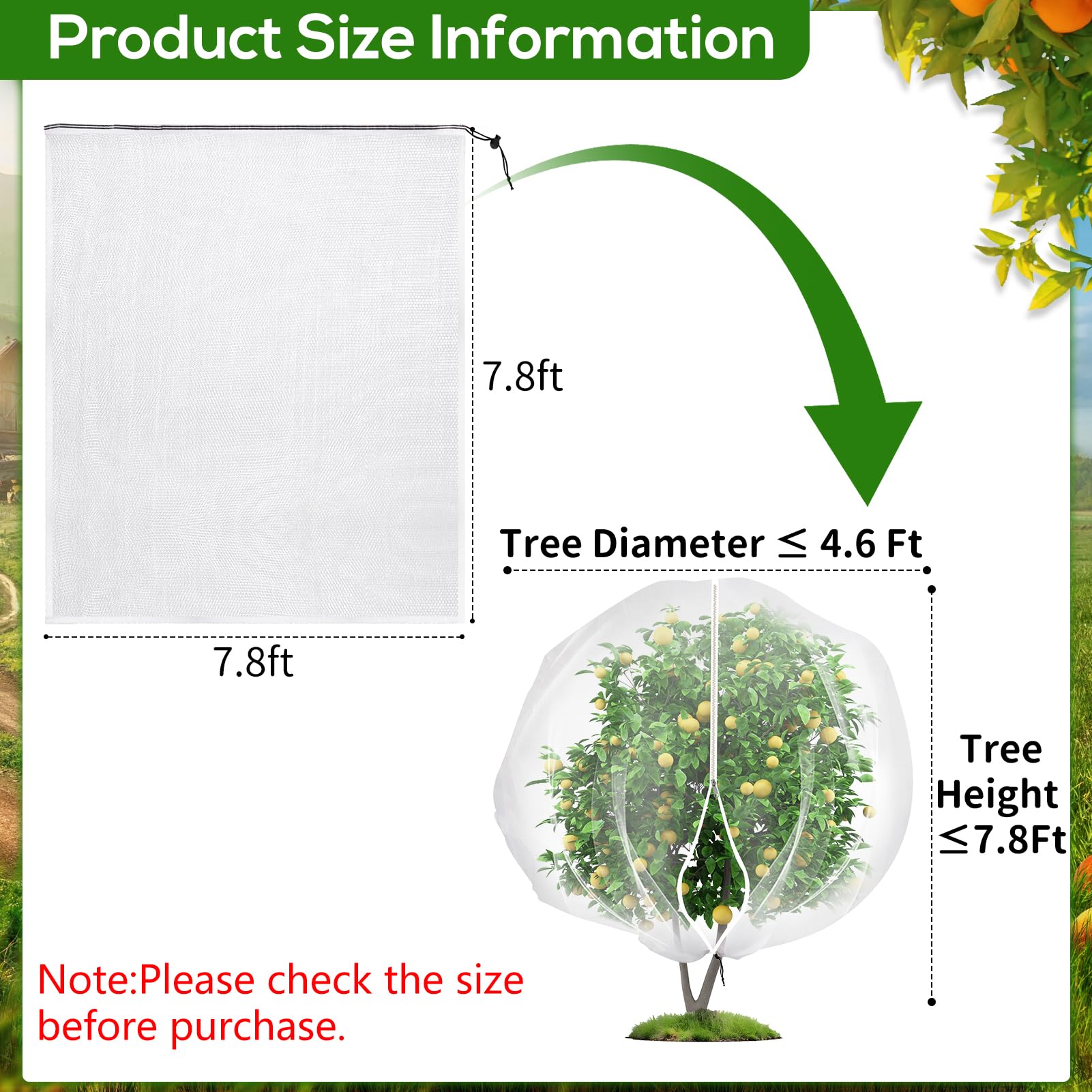ZYP ultra-fine mesh fruit tree netting lets light and rain through for healthy growth