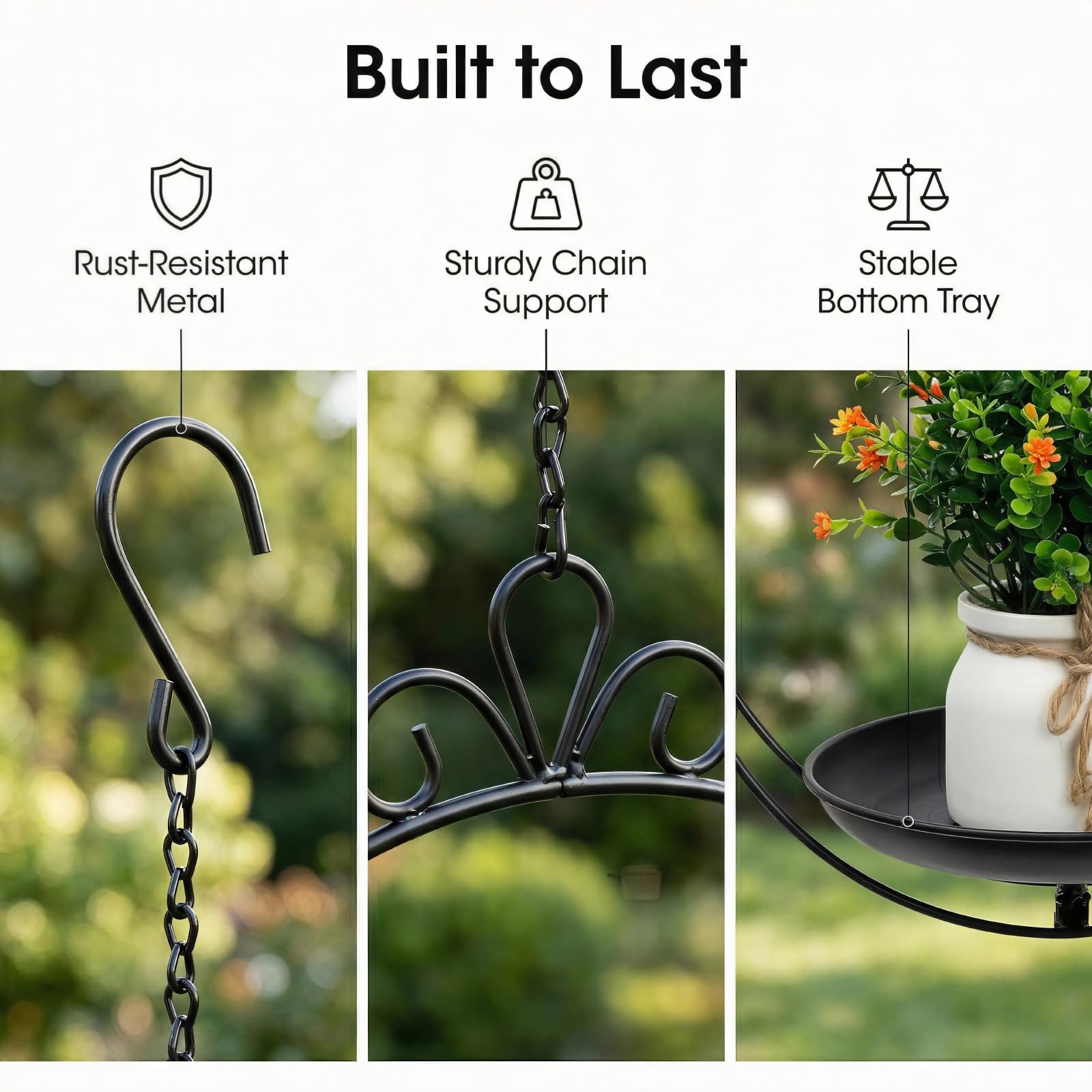ZYUXUAN black modern boho hanging planter complements contemporary decor.