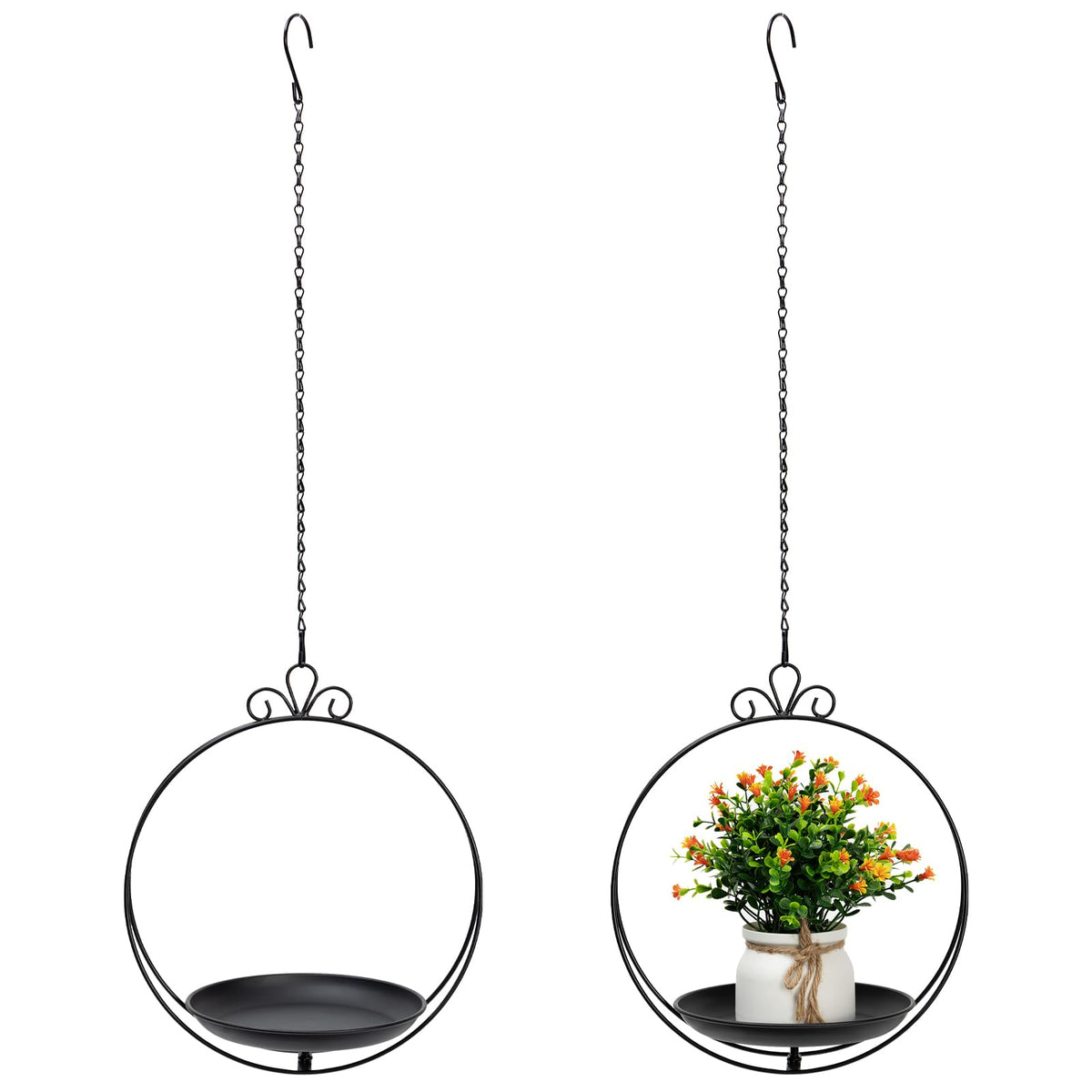 ZYUXUAN heavy-duty metal planter with wall tray for sturdy indoor mounting.