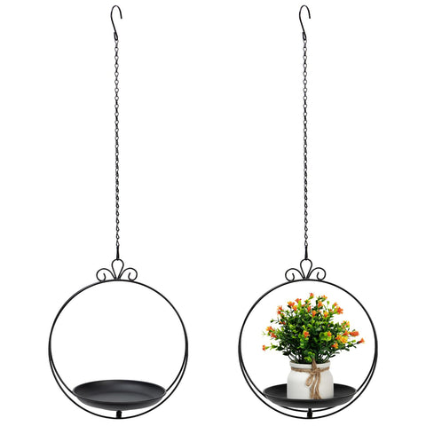 ZYUXUAN heavy-duty metal planter with wall tray for sturdy indoor mounting.