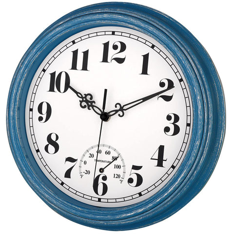 zyzamay 12-inch outdoor clock with thermometer perfect for poolside decks