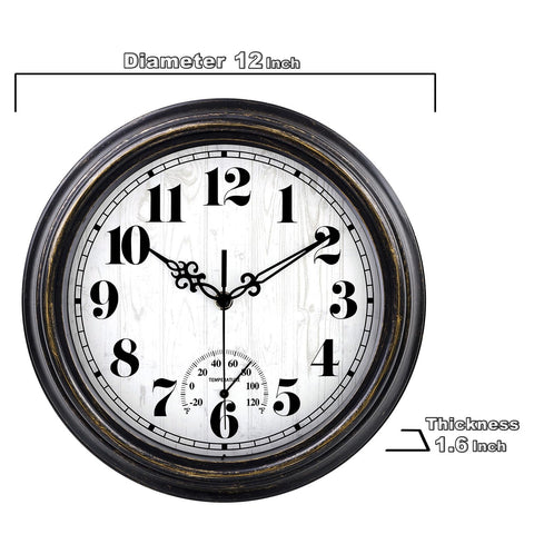 zyzamay blackgold wall clock blends with patio decor.