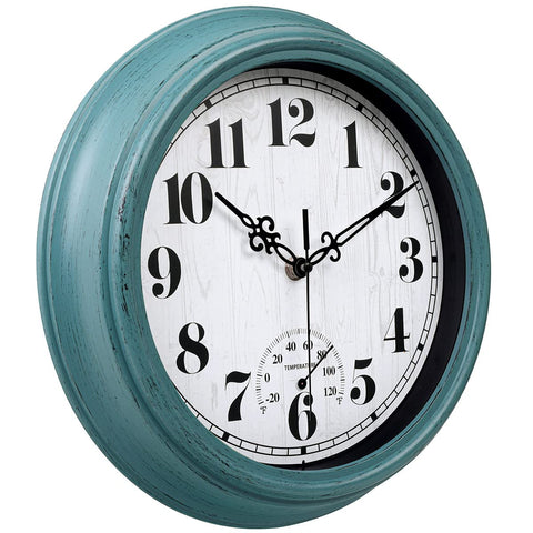 zyzamay outdoor clock with thermometer for patio, helps monitor ambient temperature