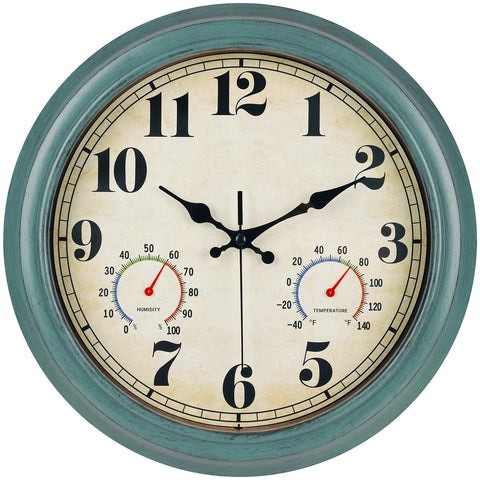 zyzamay outdoor clock with thermometer, ideal for porch or garden comfort.