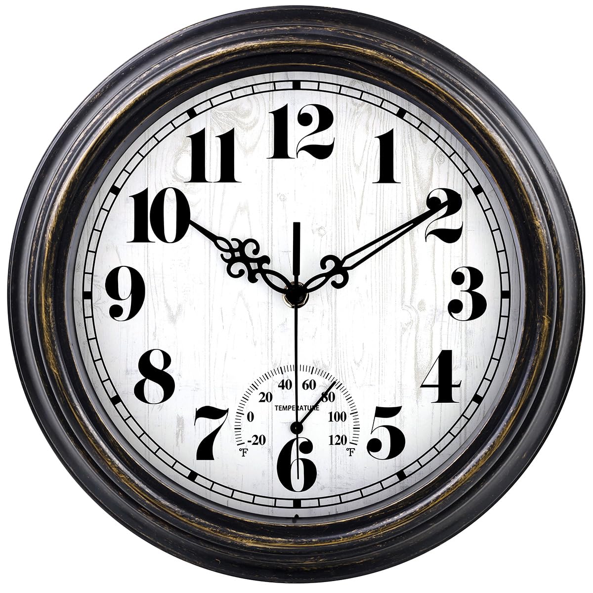 zyzamay waterproof outdoor clock with thermometer for porch and weather resistance.
