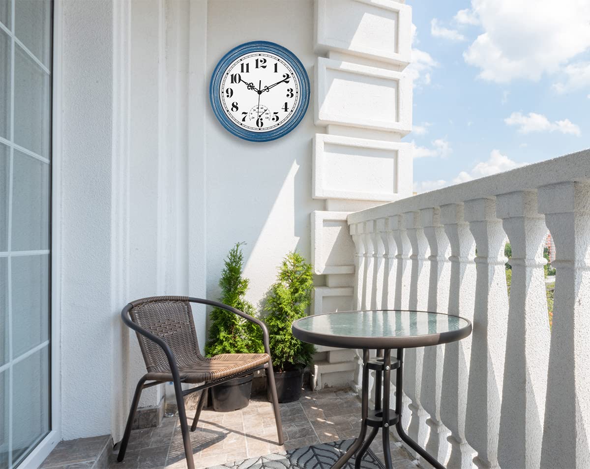 zyzamay weatherproof clock with thermometer ideal for bathrooms and decks