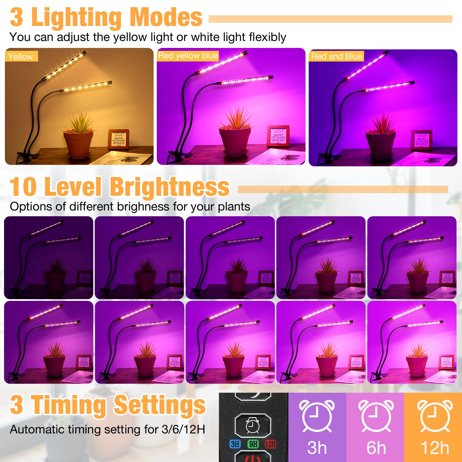 zyzykeji grow light clip clamp enables flexible placement on shelves and desks