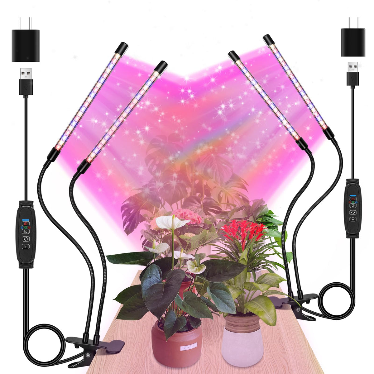 zyzykeji LED grow lights two heads provide balanced coverage for compact indoor gardens