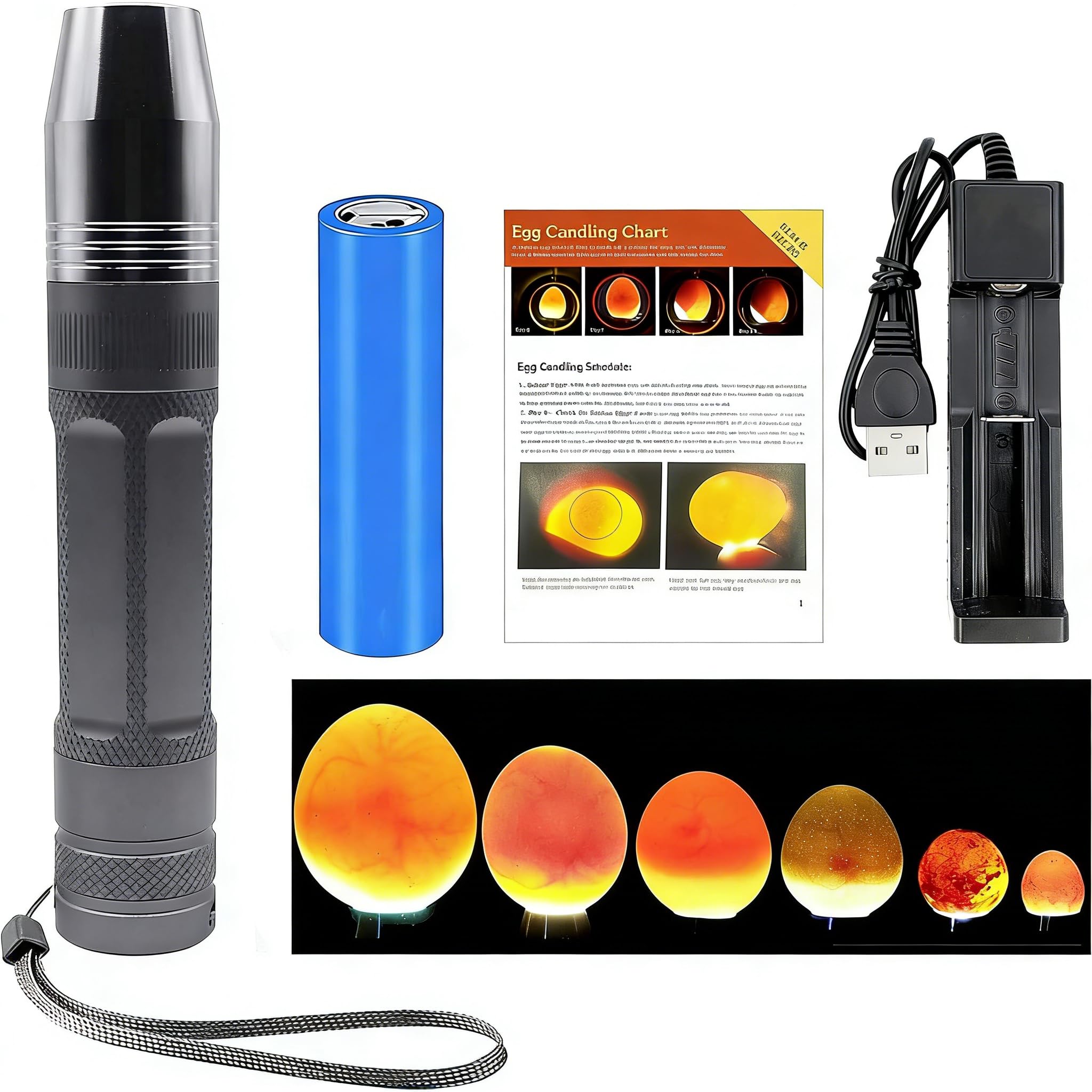 ZZBUY egg candler light front view, compact design for easy candling.