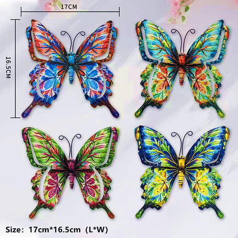 zzhmasplay 4-piece butterfly metal decor brightens fences and patios with durable finish.