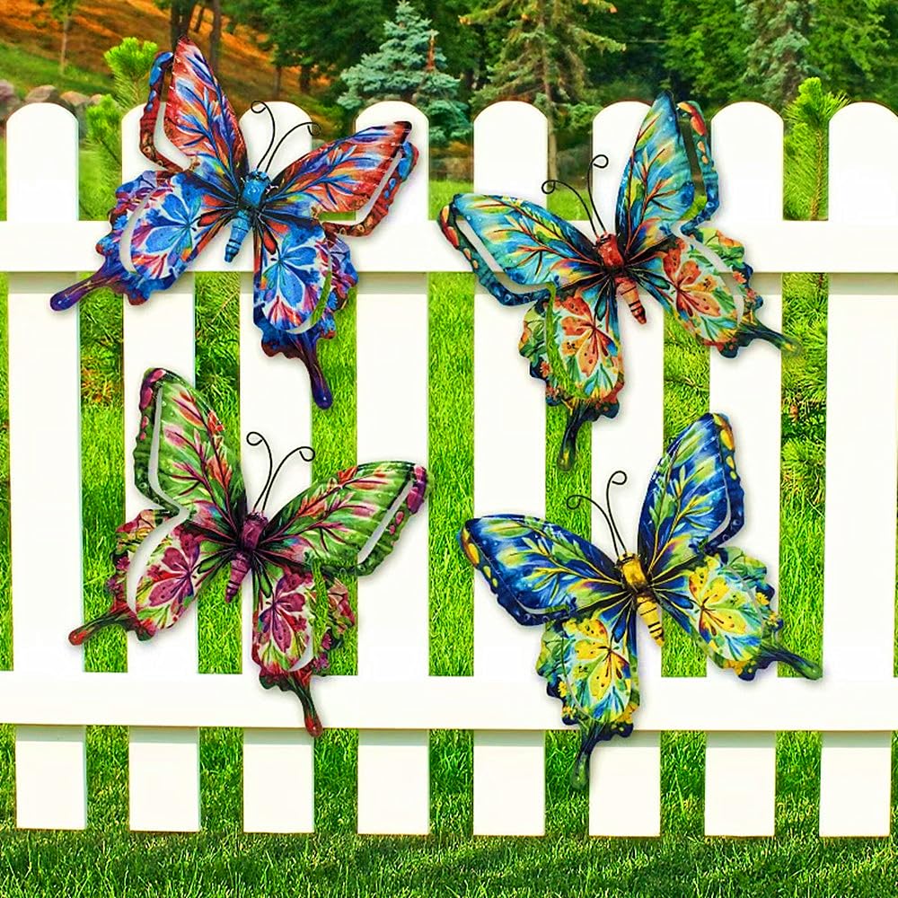 zzhmasplay butterfly wall art set resists rust thanks to baked paint and vibrant color.